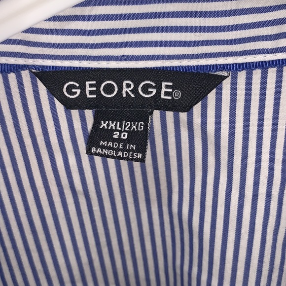 ⭐️ George blue striped collared blouse shirt size XXL 20 - Picture 3 of 3